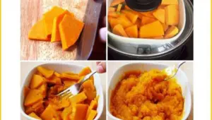 Chế biến cháo cá hồi bí đỏ